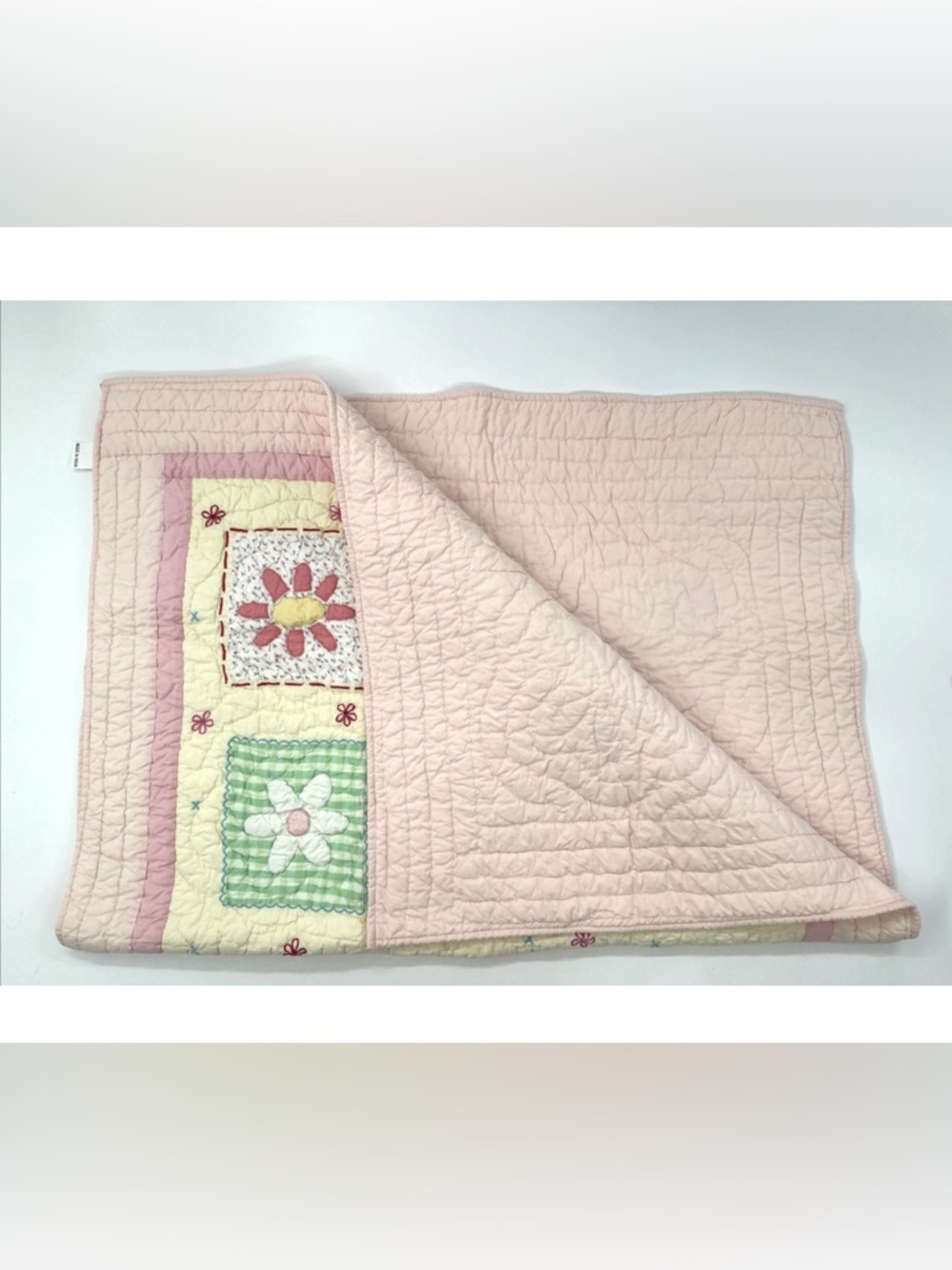 Pottery Barn Kids Pink Crib Bedding 5 Piece Set Patchwork Flowers Quilted Y2K - Picture 2 of 16